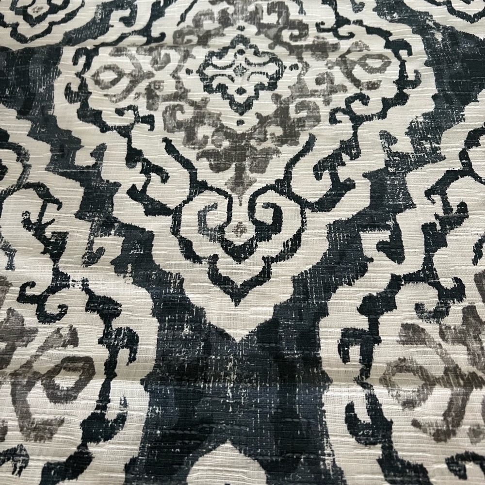 Blue and gray damask curtain panels 96“NWOT